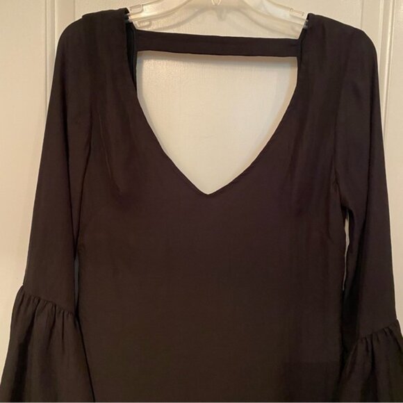 SHOW ME YOUR MUMU DRESS MINI V-NECK SCOOP BACK LONG SLEEVE BELL CUFF SIZE M - Picture 2 of 9